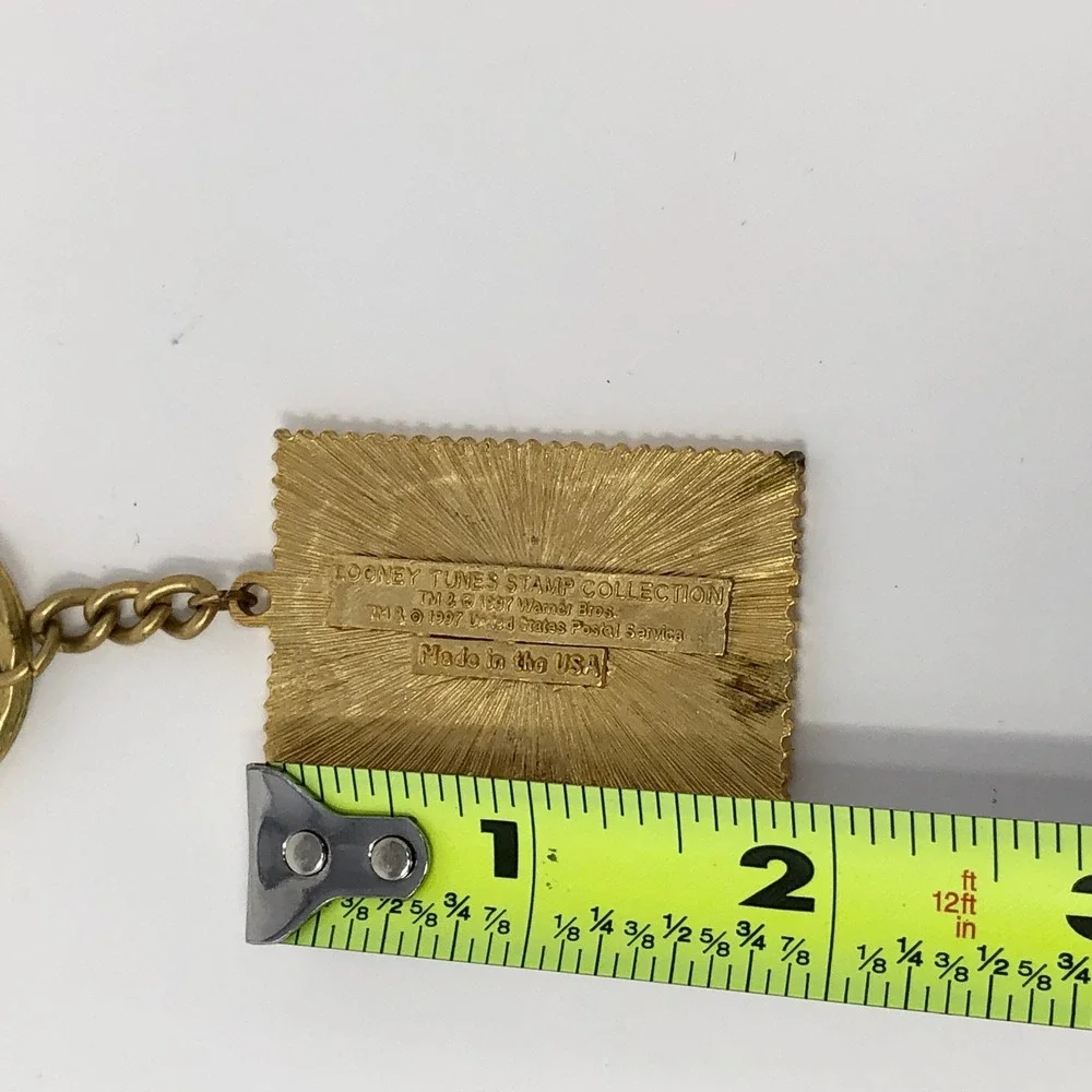 Vintage Bugs Bunny 32 Cent USA Postage Stamp Enamel Keychain Gold Tone 1997